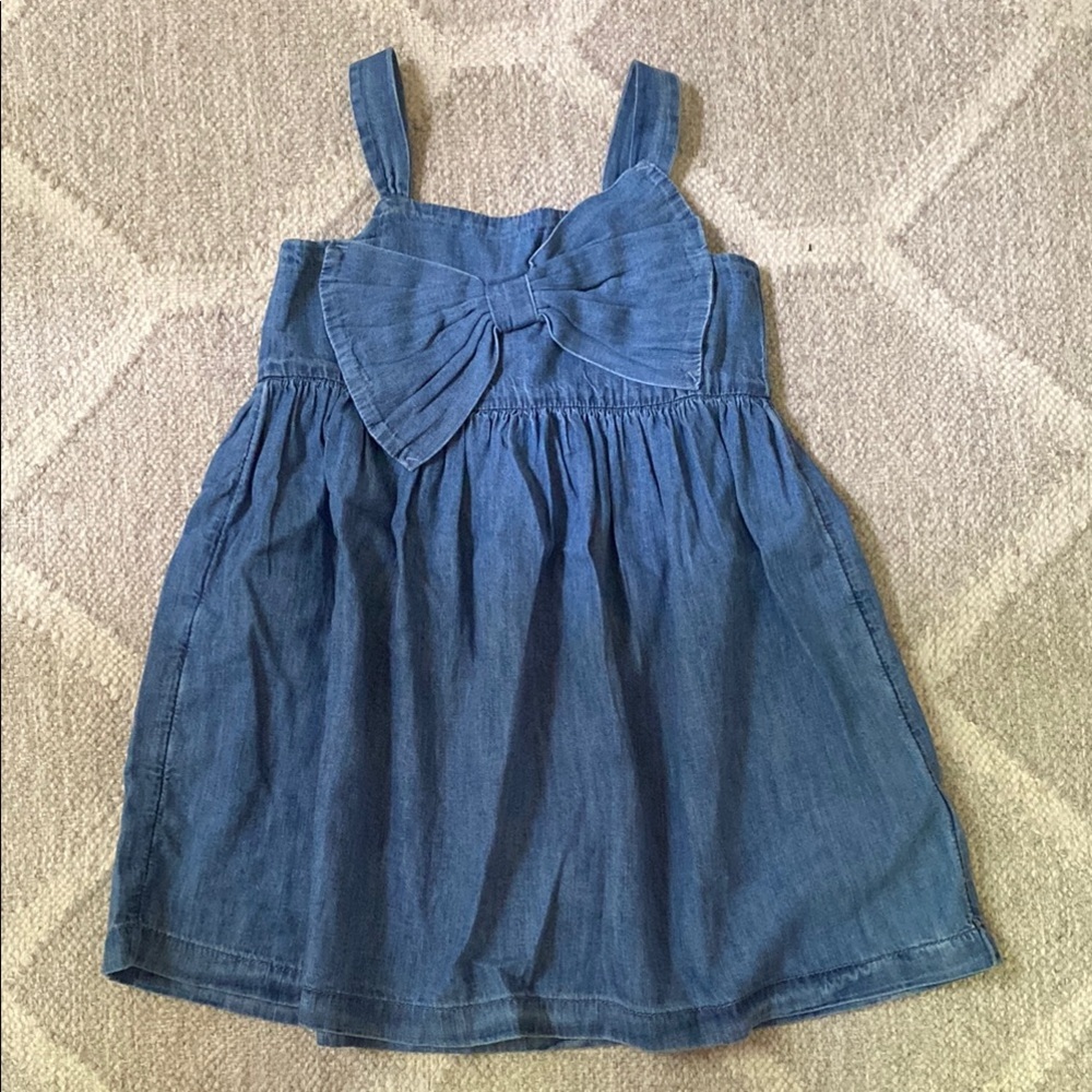 GAP Girls Blue Denim Bow-Front Sundress